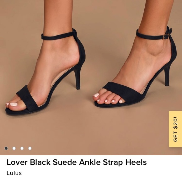Lulus size 10 black suede ankle strap heels - Picture 2 of 4